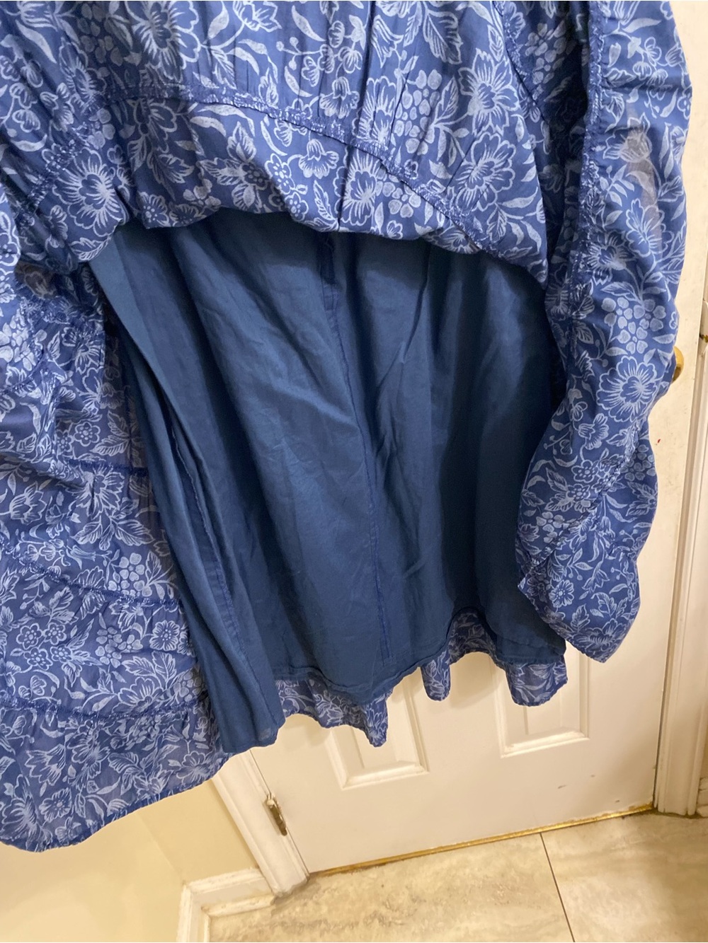 LAUREN RALPH LAUREN TIERED PRAIRIE SKIRT DRAWSTRING CHAMBRAY FLORAL MAXI MEDIUM - Picture 7 of 13